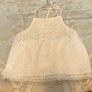 White Lace Halter Crop Top